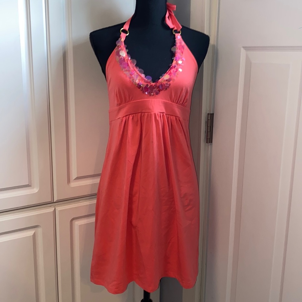 Victoria’s Secret dress peach coral medium fish scale iridescent sequins